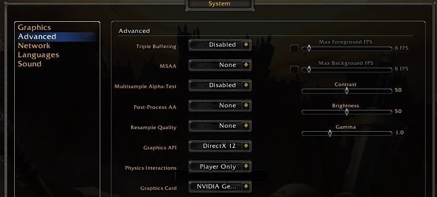 world of warcraft graphics settings for fps