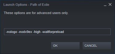 path of exile steam launch options