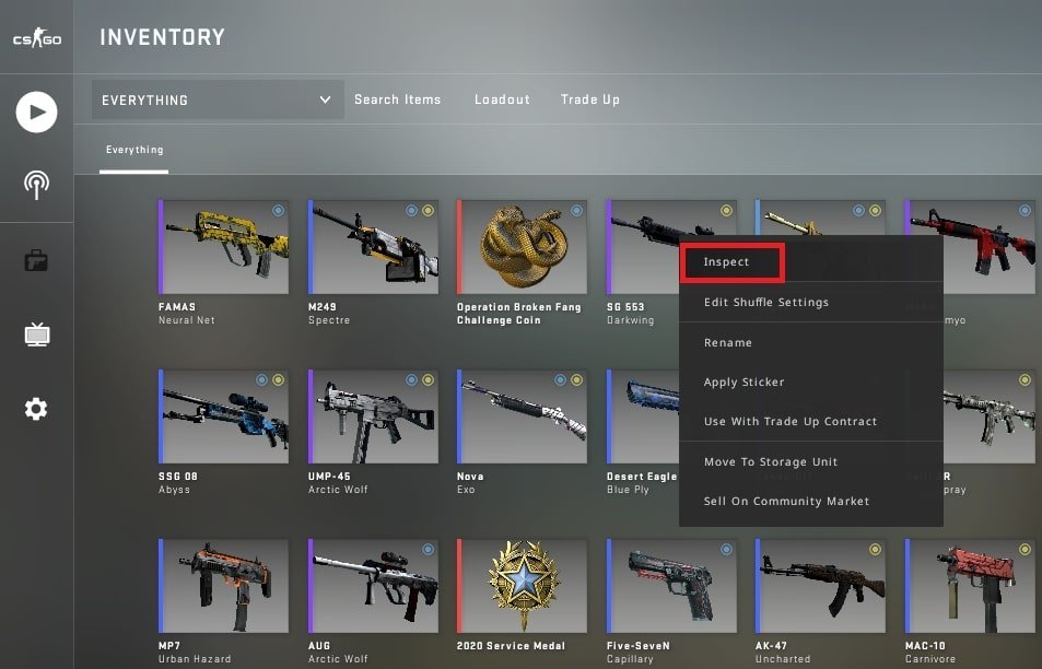 inspect cs go skins float value and wear rating