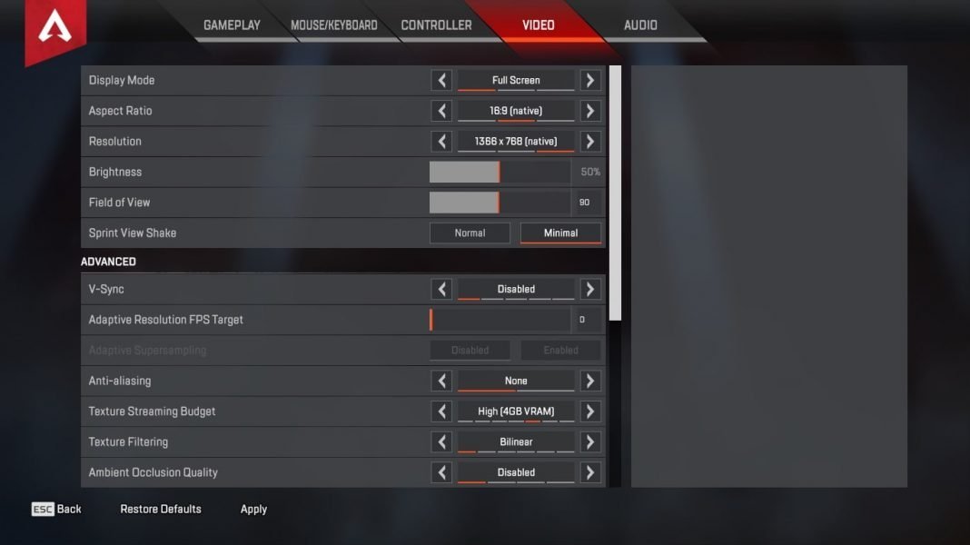 Apex Legends Best Graphics settings for High FPS