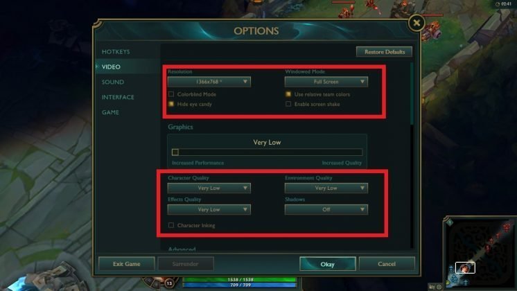 Best settings for League of legends LOL