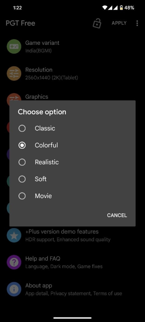 PGT GFX Tool settings pubg mobile
