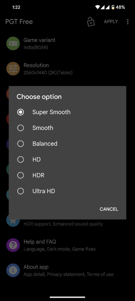 PGT GFX Tool settings pubg mobile